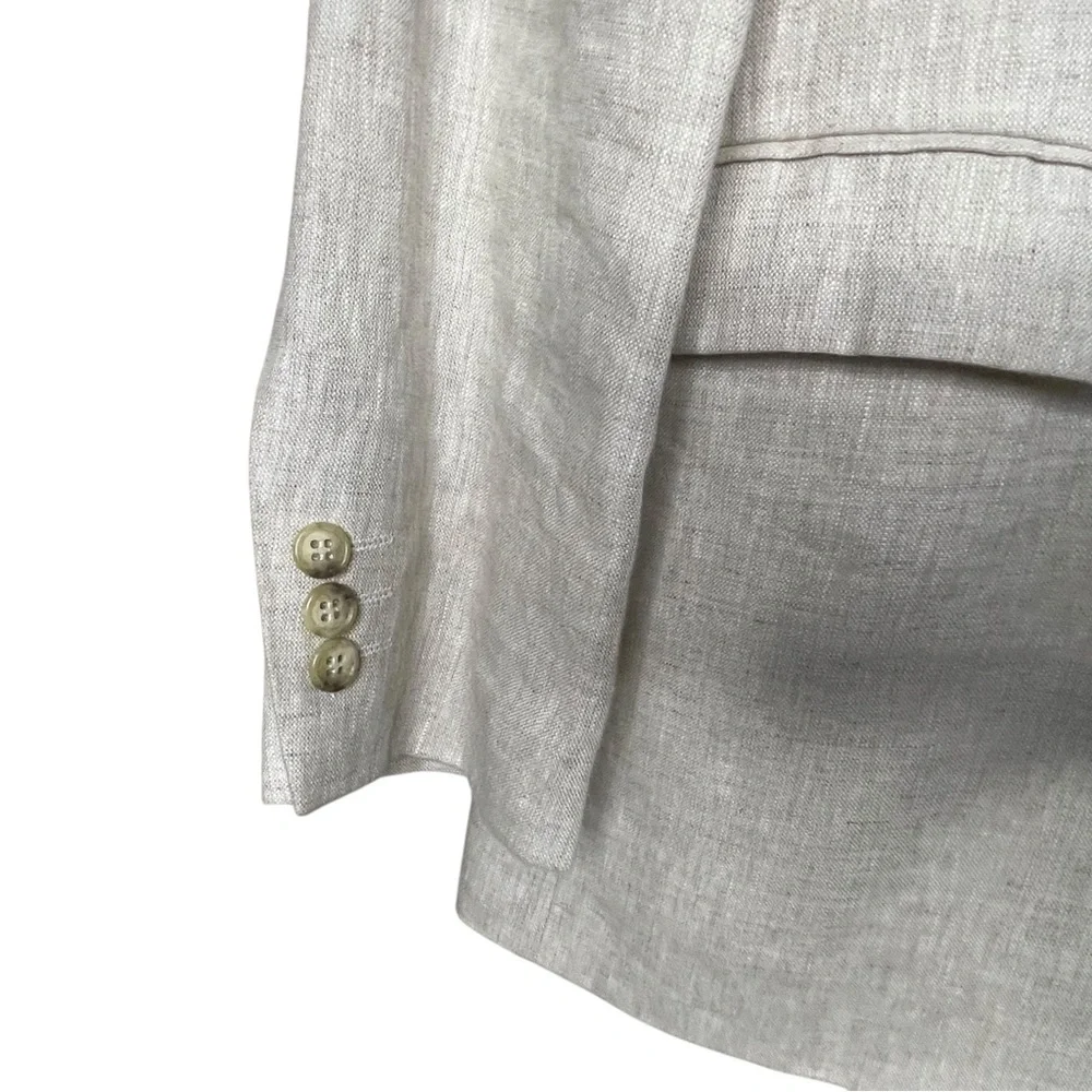 Hockerty 100% Linen Blazer Men 44R Beige Sport Coat Two Button Summer